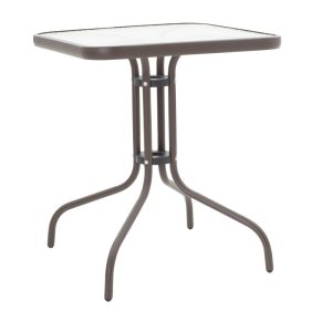 130 000129 4 2 Dining table Watson-Sussie pakoworld metal brown-glass 60x60x70cmOutdoor furniture > Garden food table
