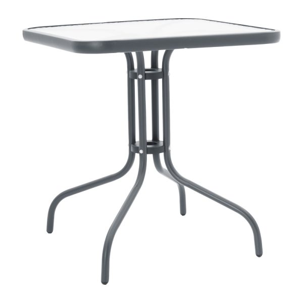 130 000136 4 1 Watson-Lindaria pakoworld dining table anthracite metal-glass 70x70x70cmOutdoor furniture > Garden food table