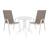 130 000142 1 Armchair Sillia pakoworld stackable pp cappuccino shade with beige rattan 55x52x74.5cmOutdoor furniture > Garden armchairs