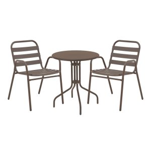 130 000145 1 Vergo-Sussie pakoworld dining table brown metal Φ60x70cmOutdoor furniture > Garden food table
