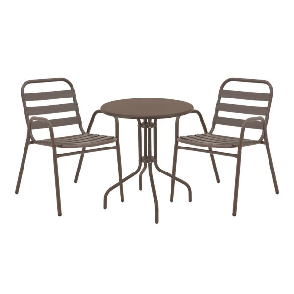 130 000145 1 Vergo-Sussie pakoworld dining table brown metal Φ60x70cmOutdoor furniture > Garden food table