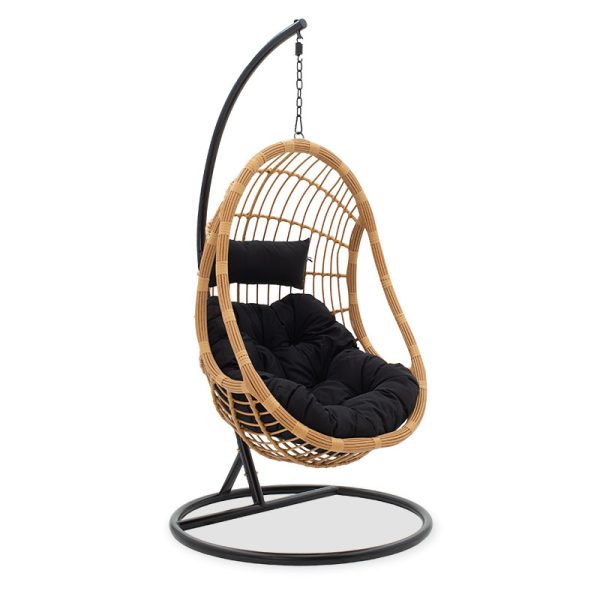 131 000004 11 Lacie pakoworld swing hanging pe natural-metal pillow blackOutdoor furniture > Gardens swings