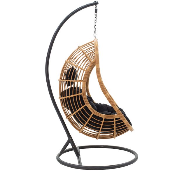 131 000004 2 8 Lacie pakoworld swing hanging pe natural-metal pillow blackOutdoor furniture > Gardens swings