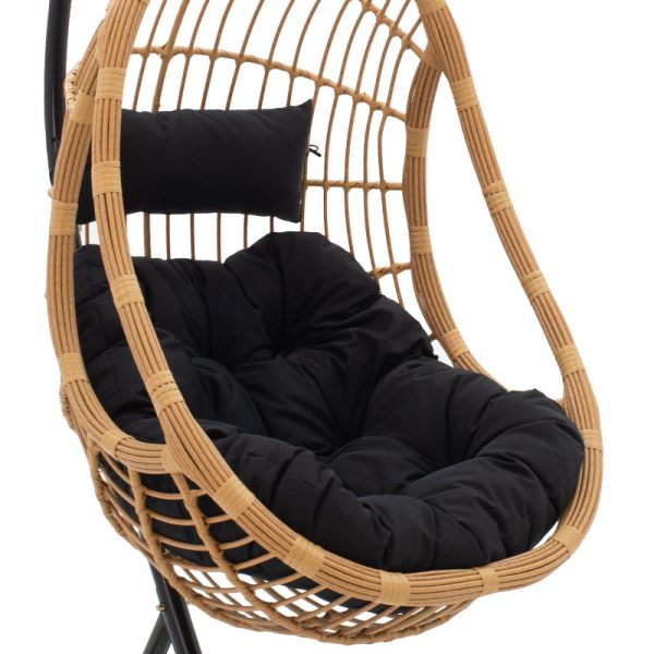 131 000004 3 8 Lacie pakoworld swing hanging pe natural-metal pillow blackOutdoor furniture > Gardens swings