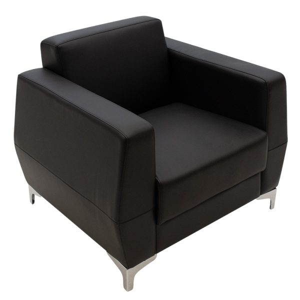 132 000001 2 Dermis armchair pakoworld inox with pu in black colour 88x75x75cmOffice furniture > Office armchairs