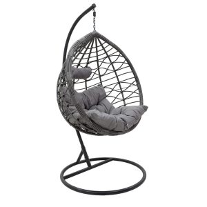 135 000007 15 Hudson pakoworld swing hanging metal-pp- pillow in gray color 109x119x195cmOutdoor furniture > Gardens swings