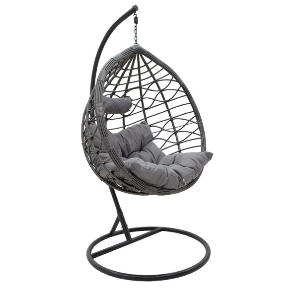 135 000007 15 Hudson pakoworld swing hanging metal-pp- pillow in gray color 109x119x195cmOutdoor furniture > Gardens swings