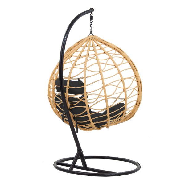 135 000021 2 11 Hudson pakoworld swing hanging metal black-pp natural-cushion black 109x119x195cmOutdoor furniture > Gardens swings