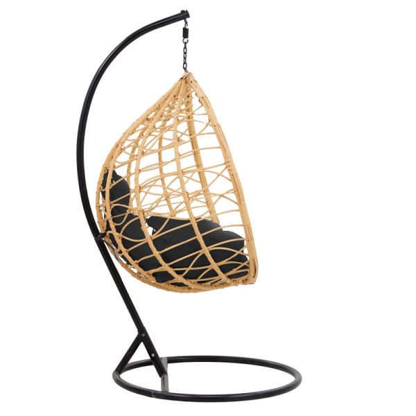 135 000021 3 11 Hudson pakoworld swing hanging metal black-pp natural-cushion black 109x119x195cmOutdoor furniture > Gardens swings