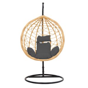 135 000021 4 11 Hudson pakoworld swing hanging metal black-pp natural-cushion black 109x119x195cmOutdoor furniture > Gardens swings