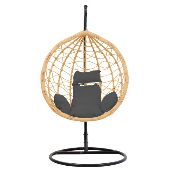 135 000021 4 11 Hudson pakoworld swing hanging metal black-pp natural-cushion black 109x119x195cmOutdoor furniture > Gardens swings