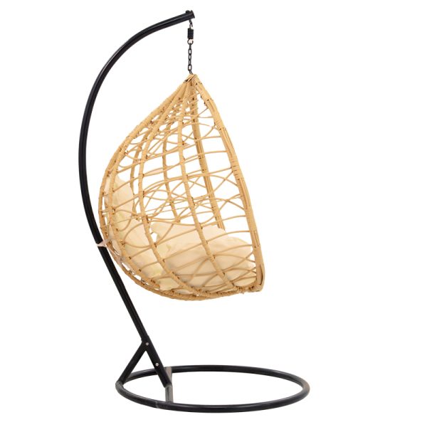135 000022 2 8 Hudson pakoworld swing hanging metal black-pp natural-cushion beige 109x119x195cmOutdoor furniture > Gardens swings