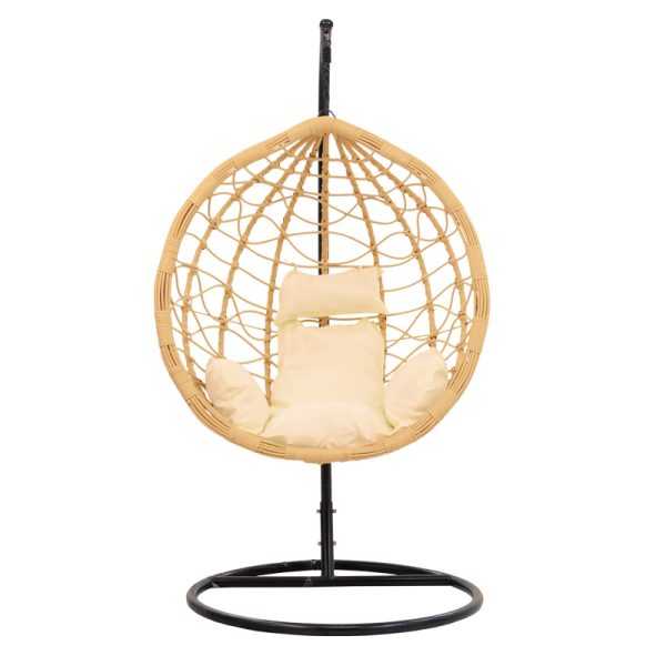 135 000022 3 8 Hudson pakoworld swing hanging metal black-pp natural-cushion beige 109x119x195cmOutdoor furniture > Gardens swings