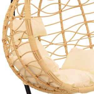135 000022 4 8 Hudson pakoworld swing hanging metal black-pp natural-cushion beige 109x119x195cmOutdoor furniture > Gardens swings