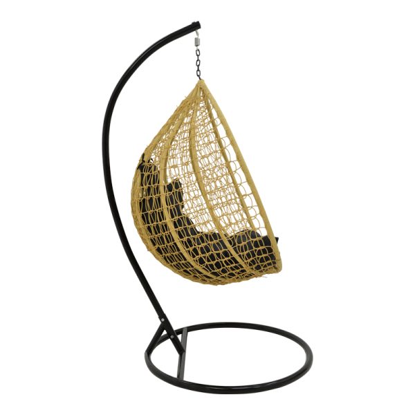 135 000025 2 11 Zafer swing pakoworld hanging pp in natural color and black metal 106x103x200cmOutdoor furniture > Gardens swings