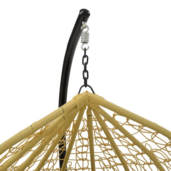 135 000025 3 11 Zafer swing pakoworld hanging pp in natural color and black metal 106x103x200cmOutdoor furniture > Gardens swings