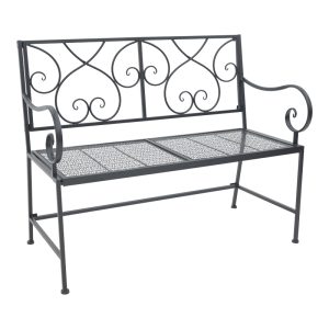 137 000009 10 Cazpo pakoworld metal bench in black shade 114x45x90cmOutdoor furniture > Garden benches