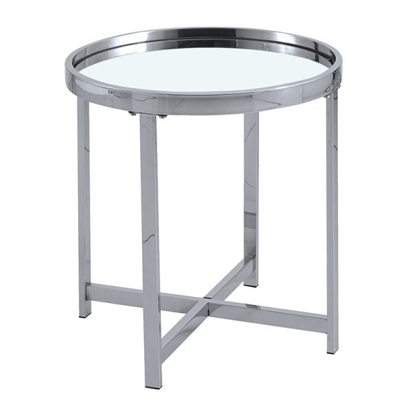 138 000019 2 Side table Tristan pakoworld steel silver-glass silver D55x55cmSPRING OFFERS