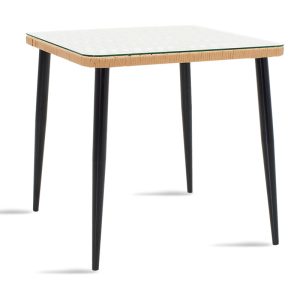 140 000001 13 Naoki pakoworld table metal black-pe natural-glass 80x80x78cmOutdoor furniture > Garden dining sets