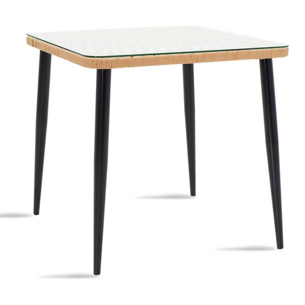 140 000001 13 Naoki pakoworld table metal black-pe natural-glass 80x80x78cmOutdoor furniture > Garden dining sets