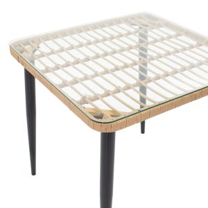 140 000001 2 11 Naoki pakoworld table metal black-pe natural-glass 80x80x78cmOutdoor furniture > Garden dining sets