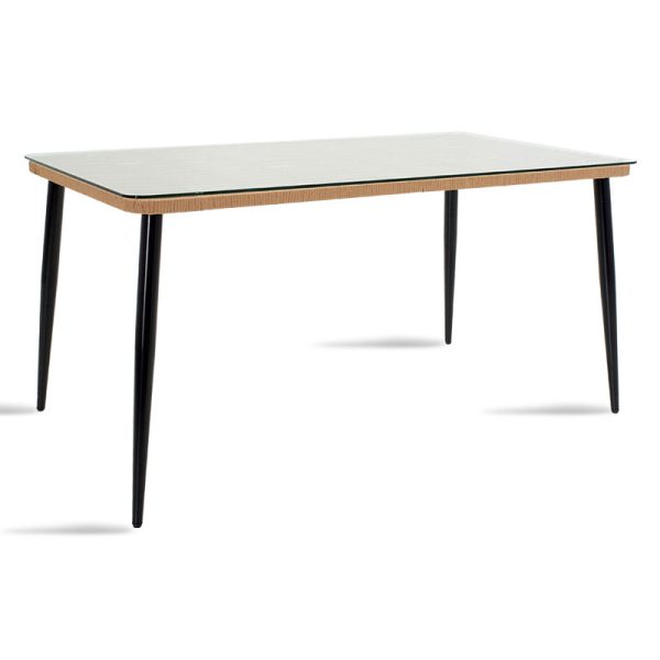 140 000003 7 Naoki pakoworld table metal black-pe natural-glass 160x90x78cmOutdoor furniture > Garden dining sets