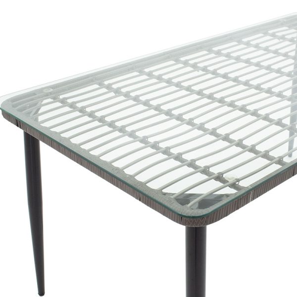 140 000004 2 3 Naoki pakoworld table metal black-pe gray-glass 160x90x78cmSPRING OFFERS