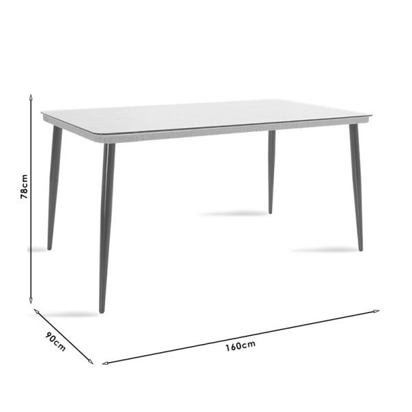 140 000004 3 3 Naoki pakoworld table metal black-pe gray-glass 160x90x78cmSPRING OFFERS
