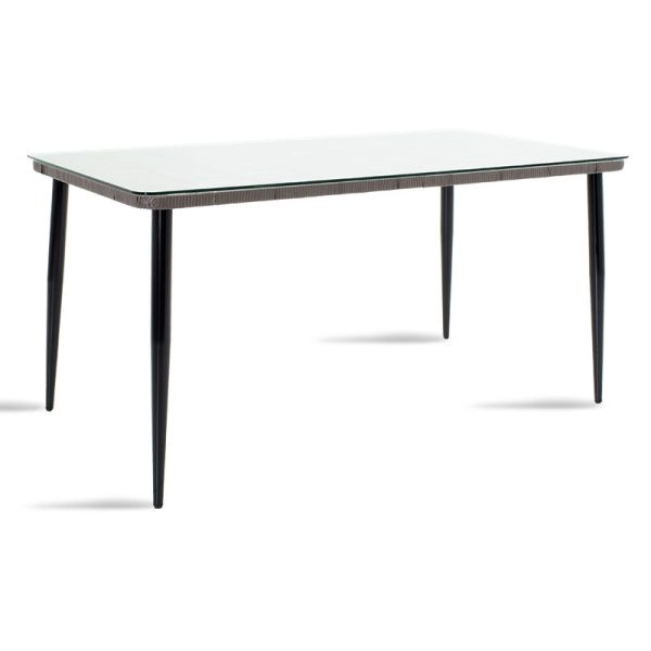 140 000004 5 Naoki pakoworld table metal black-pe gray-glass 160x90x78cmSPRING OFFERS
