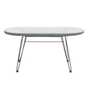 140 000006 2 6 Naoki pakoworld table metal black-pe grey-glass 100x45x46cmSPRING OFFERS