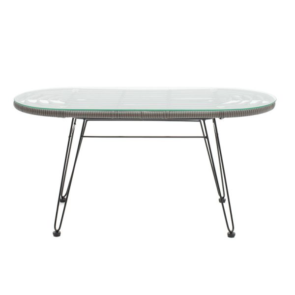 140 000006 2 6 Naoki pakoworld table metal black-pe grey-glass 100x45x46cmSPRING OFFERS