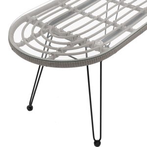 140 000006 3 6 Naoki pakoworld table metal black-pe grey-glass 100x45x46cmSPRING OFFERS