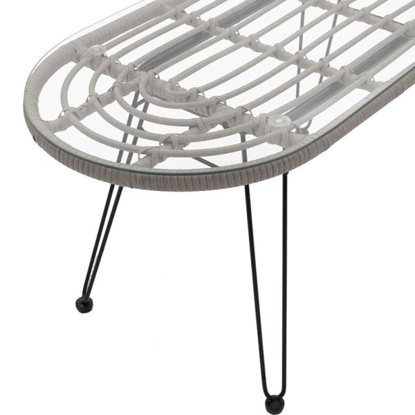 140 000006 3 6 Naoki pakoworld table metal black-pe grey-glass 100x45x46cmSPRING OFFERS