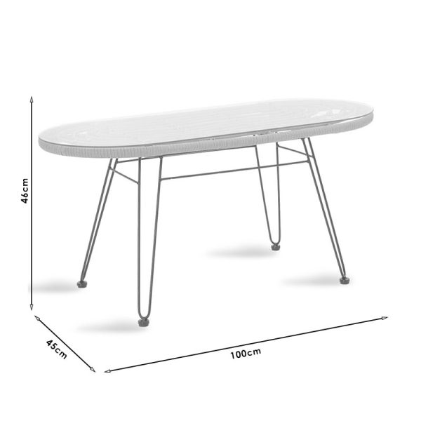 140 000006 4 6 Naoki pakoworld table metal black-pe grey-glass 100x45x46cmSPRING OFFERS