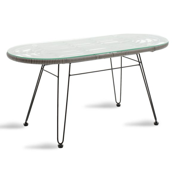 140 000006 9 Naoki pakoworld table metal black-pe grey-glass 100x45x46cmSPRING OFFERS