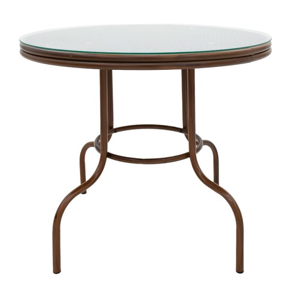 140 000031 6 Table Paula pakoworld metal-pe rattan brown D90x75cmSPRING OFFERS
