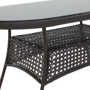 140 000037 2 2 Table Cellin pakoworld metal-pe rattan brown 160x80x77cmOutdoor furniture > Garden dining sets