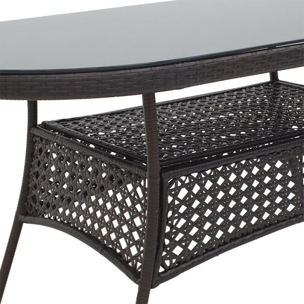 140 000037 2 2 Table Cellin pakoworld metal-pe rattan brown 160x80x77cmOutdoor furniture > Garden dining sets