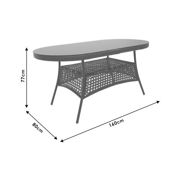 140 000037 3 2 Table Cellin pakoworld metal-pe rattan brown 160x80x77cmOutdoor furniture > Garden dining sets