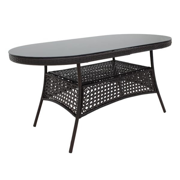 140 000037 4 Table Cellin pakoworld metal-pe rattan brown 160x80x77cmOutdoor furniture > Garden dining sets