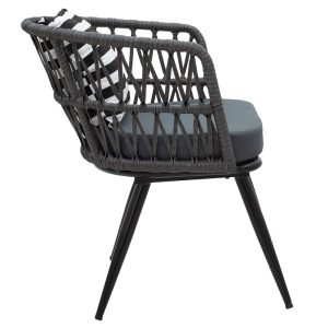 140 000044 2 4 Naoki pakoworld armchair metal black-pe gray-cushion black/whiteIndoor furniture > Armchairs