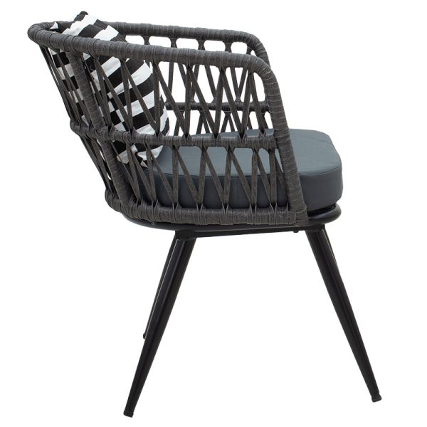 140 000044 2 4 Naoki pakoworld armchair metal black-pe gray-cushion black/whiteIndoor furniture > Armchairs