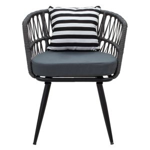 140 000044 3 4 Naoki pakoworld armchair metal black-pe gray-cushion black/whiteIndoor furniture > Armchairs