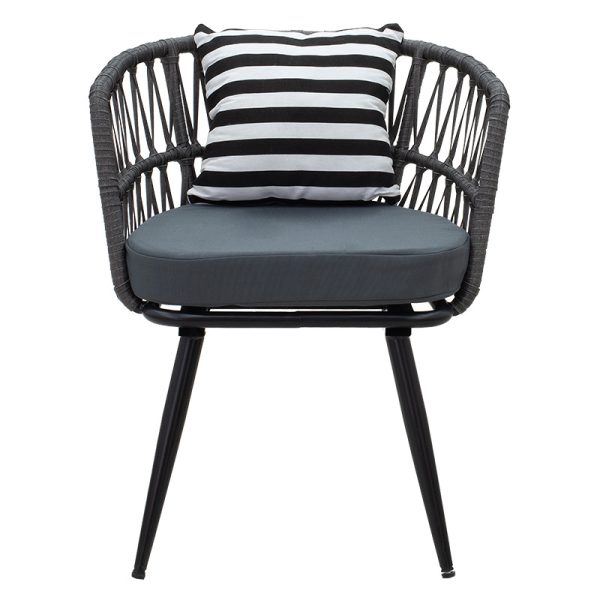 140 000044 3 4 Naoki pakoworld armchair metal black-pe gray-cushion black/whiteIndoor furniture > Armchairs