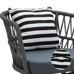 140 000044 4 4 Naoki pakoworld armchair metal black-pe gray-cushion black/whiteIndoor furniture > Armchairs