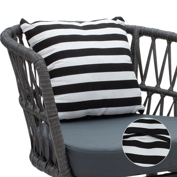 140 000044 4 4 Naoki pakoworld armchair metal black-pe gray-cushion black/whiteIndoor furniture > Armchairs