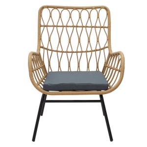140 000045 3 4 Armchair Naoki pakoworld metal black-pe natural-cushion greyIndoor furniture > Armchairs