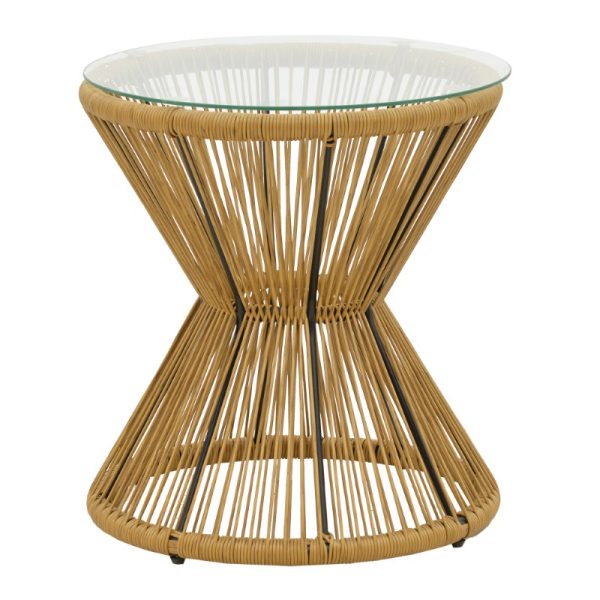 140 000053 12 Table Mabil pakoworld rattan natural-glass D50x55cmOutdoor furniture > Coffee tables