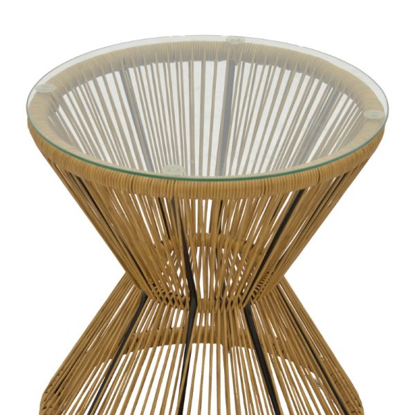 140 000053 2 9 Table Mabil pakoworld rattan natural-glass D50x55cmOutdoor furniture > Coffee tables