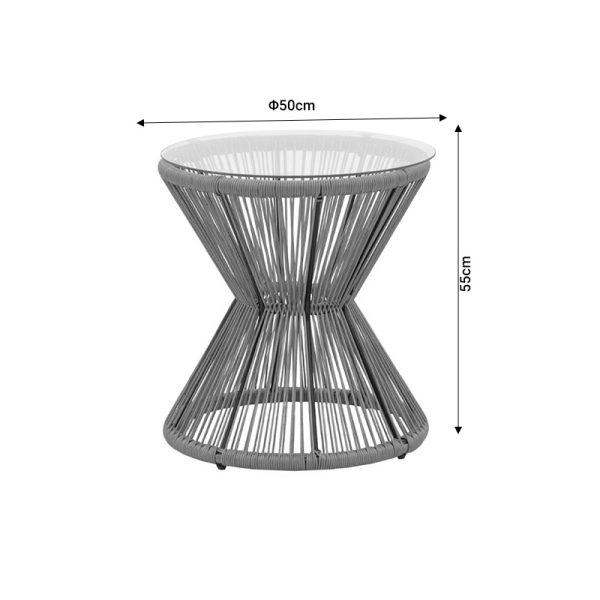 140 000053 4 9 Table Mabil pakoworld rattan natural-glass D50x55cmOutdoor furniture > Coffee tables